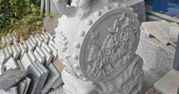 浙江芝麻白抱鼓石 庭院抱鼓石