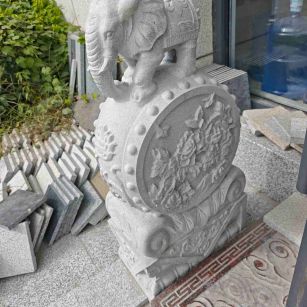 浙江芝麻白抱鼓石 庭院抱鼓石