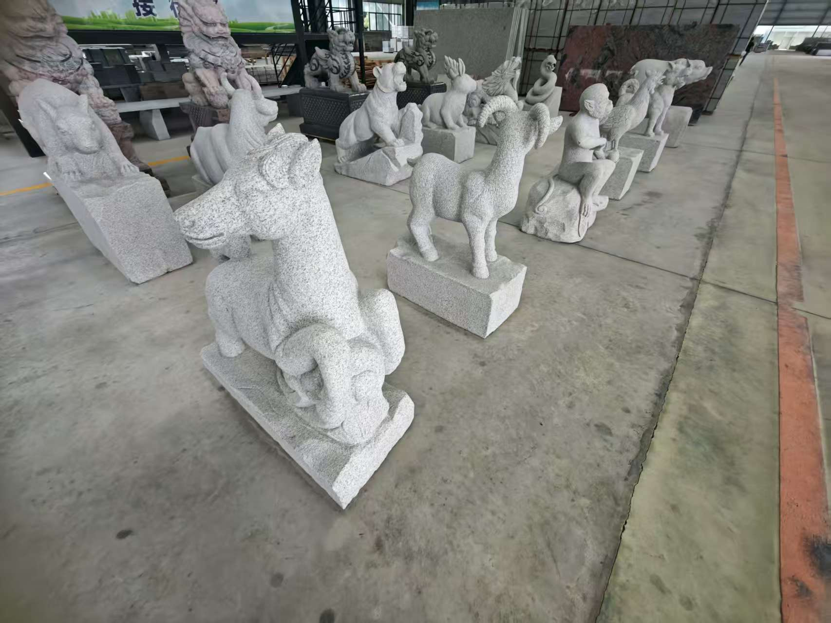 浙江芝麻白雕刻 十二生肖 异形雕刻